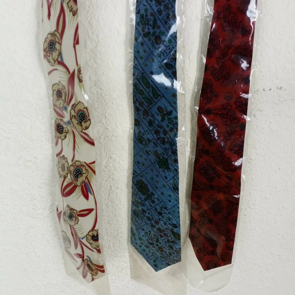 Thai Silk Hand Woven Neck Ties Made in Thailand Lot of 3 Floral pattern